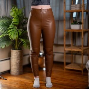 Zara Brown Faux Leather Leggings